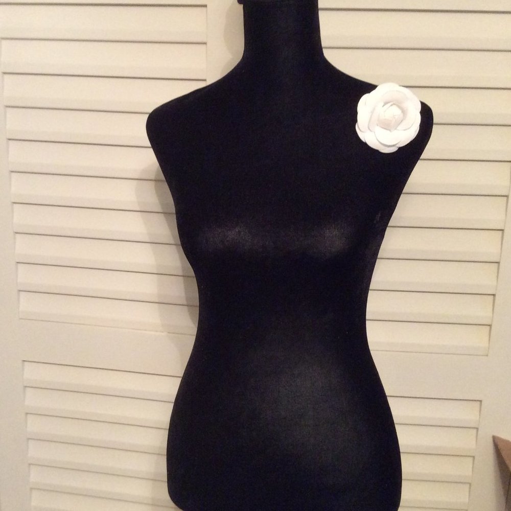 Vintage White Fabric Rose Brooch